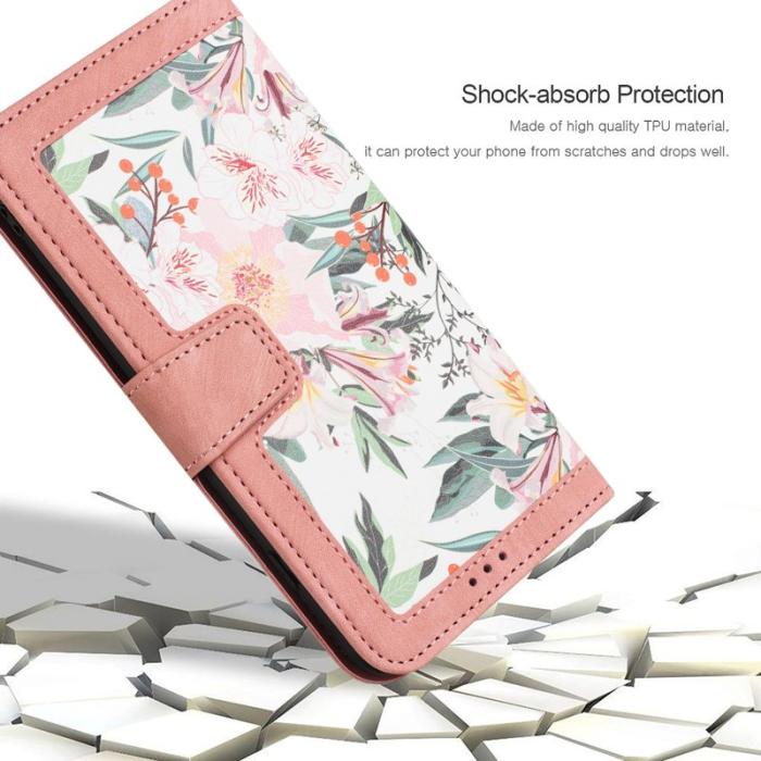 OEM - Mobilskal till Samsung Galaxy S26 Ultra PU Läder Blommönster - Rosa