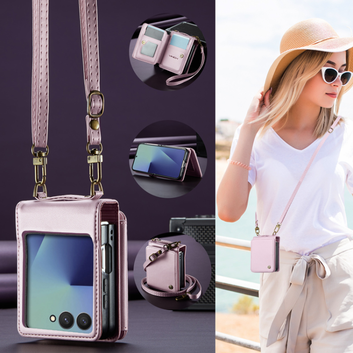 Caseme - CASEME Galaxy Z Flip 7 Plånboksfodral RFID Blocking C22 - Rosa