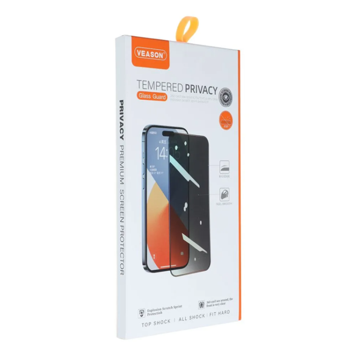 Veason - Veason iPhone 15 Pro Härdat Glas Skärmskydd Privacy 6D Pro