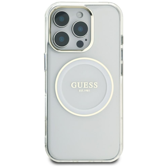Guess - Guess iPhone 16 Pro Max Mobilskal MagSafe Metal Circle Logo - Vit