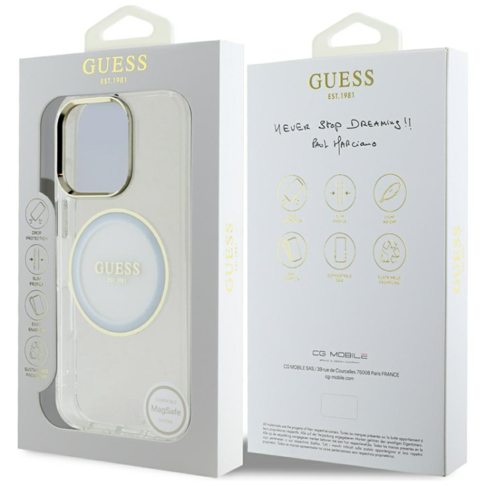 Guess - Guess iPhone 16 Pro Max Mobilskal MagSafe Metal Circle Logo - Vit