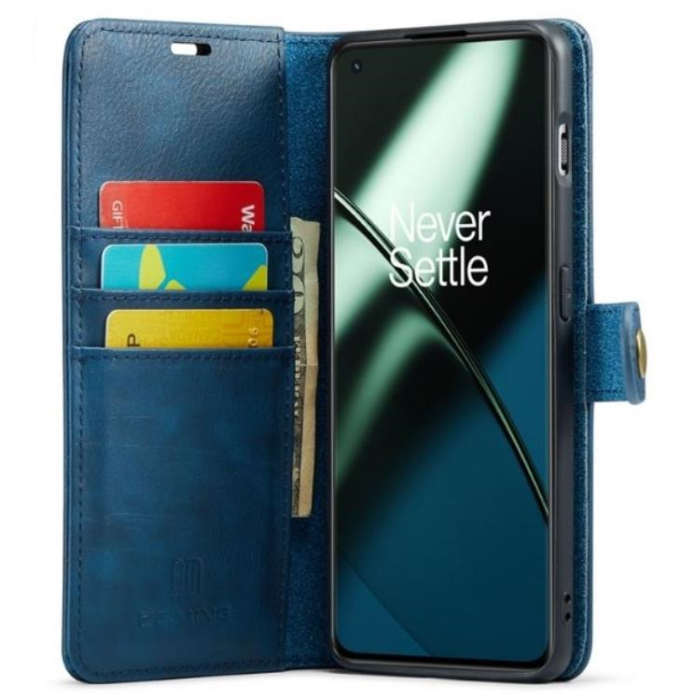 DG.MING - DG.MING OnePlus 11 Plånboksfodral Äkta Läder 2-i-1 - Blå