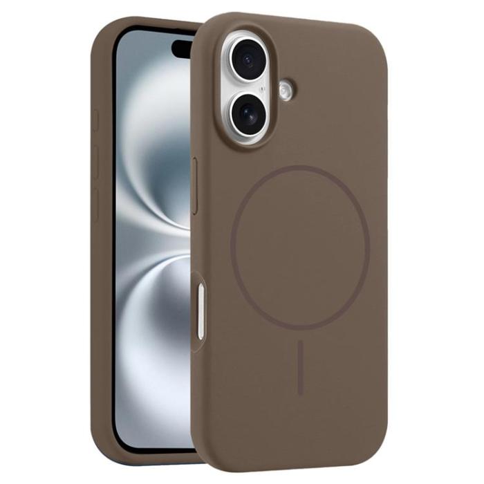 A-One Brand - iPhone 16 Plus Mobilskal MagSafe Silikon Anti Drop - Brun