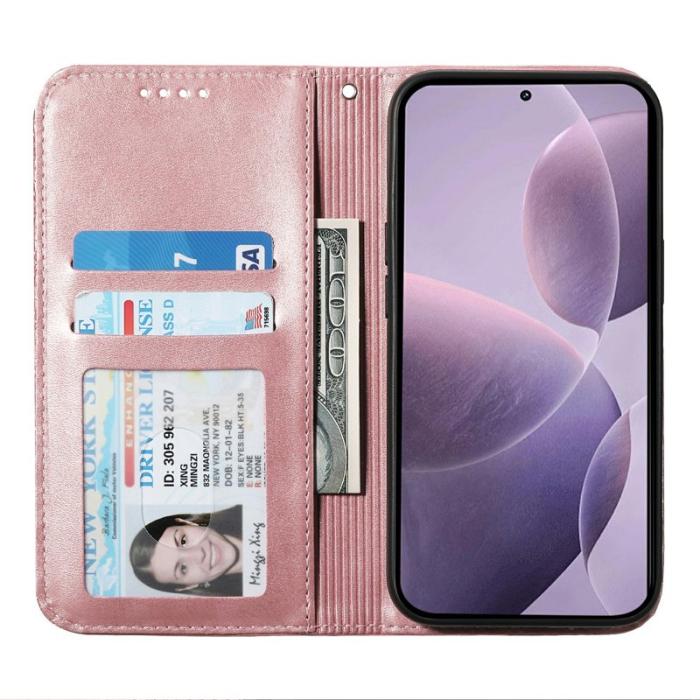 OEM - Xiaomi 17 Plånboksfodral Konstläder med Handledsrem - Roséguld