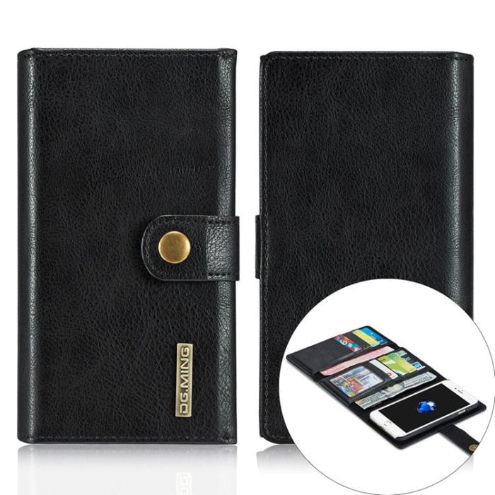 DG.MING - DG.MING Flera Kortplatser Läder Plånboksfodral iPhone 12 Pro Max - Svart