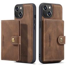 JEEHOOD - JEEHOOD Mobilskal till iPhone 14 2-i-1 Konstl&auml;der TPU med - Brun
