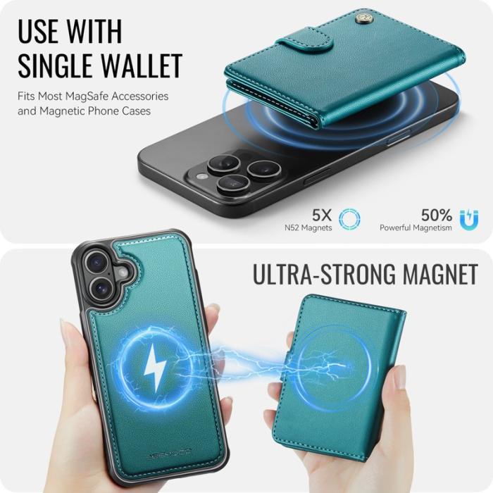 JEEHOOD - JEEHOOD J09 Mobilskal till iPhone 17 RFID Blocker Läder Grön