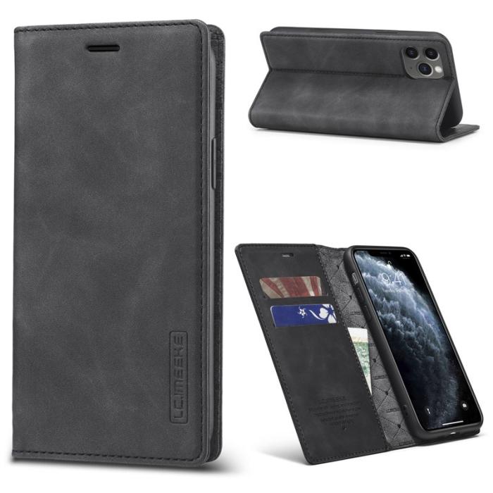 LC.imeeke - LC.IMEEKE iPhone 11 Pro Max Plånboksfodral i Konstläder - Svart