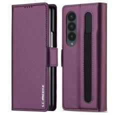 LC.imeeke - LC.IMEEKE L1 Konstl&auml;der Pl&aring;nboksfodral f&ouml;r Samsung Galaxy Z Fold3 5G - Lila
