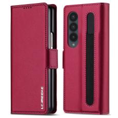LC.imeeke - LC.IMEEKE L1 Konstl&auml;der Pl&aring;nboksfodral f&ouml;r Samsung Galaxy Z Fold3 5G - R&ouml;d
