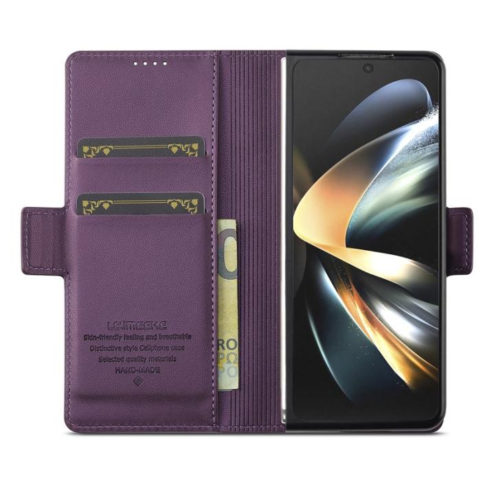 LC.imeeke - LC.IMEEKE L1 Konstläder Plånboksfodral för Samsung Galaxy Z Fold3 5G - Lila