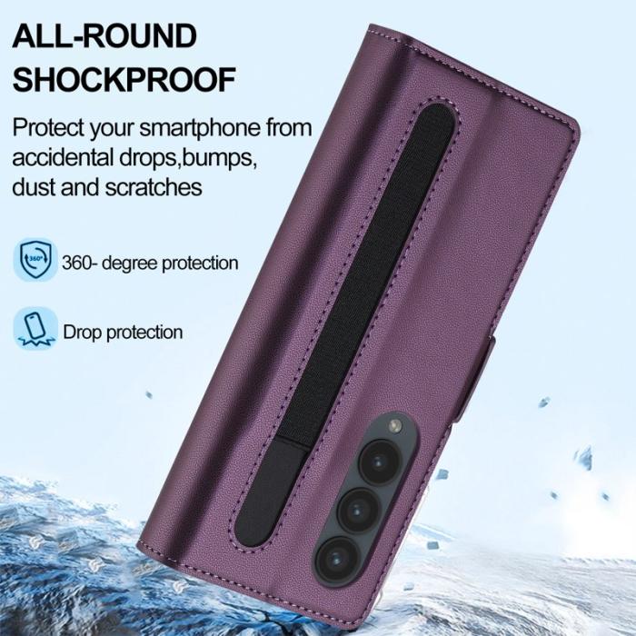 LC.imeeke - LC.IMEEKE L1 Konstläder Plånboksfodral för Samsung Galaxy Z Fold3 5G - Lila