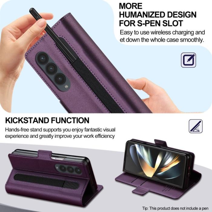 LC.imeeke - LC.IMEEKE L1 Konstläder Plånboksfodral för Samsung Galaxy Z Fold3 5G - Lila