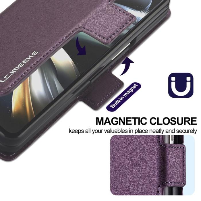 LC.imeeke - LC.IMEEKE L1 Konstläder Plånboksfodral för Samsung Galaxy Z Fold3 5G - Lila