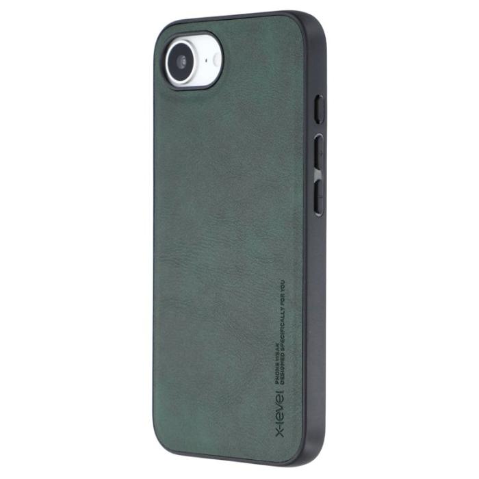 X-Level - X-LEVEL Bojue-3 Mobilskal till iPhone 16e Läderbelagd PC+TPU - Grön