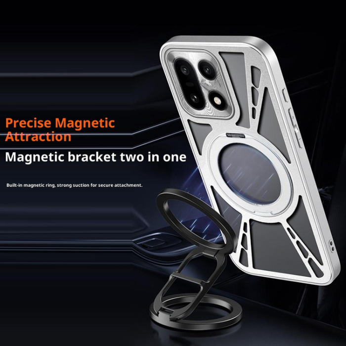 A-One Brand - OnePlus 15 Mobilskal MagSafe Silikon Hollow Kickstand - Silver