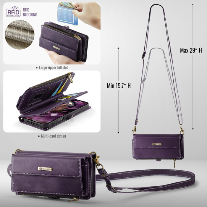 Caseme - CASEME iPhone 17 Pro Plånboksfodral Zipper RFID C39 - Lila
