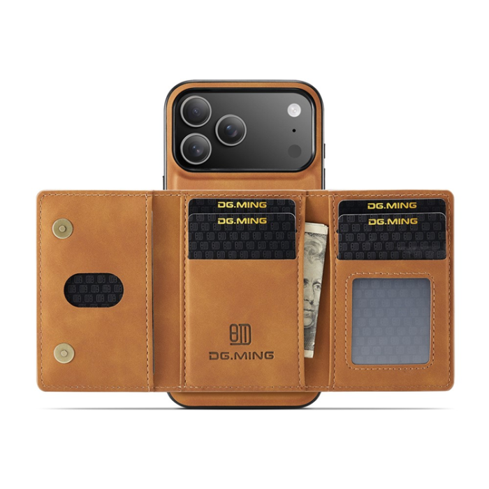 DG.MING - DG.MING iPhone 17 Pro Max Mobilskal korthållare Detachable - Brun
