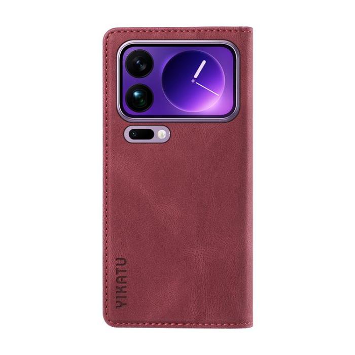 YIKATU - YIKATU Xiaomi 17 Pro Max Plånboksfodral Skin Touch - Vinröd