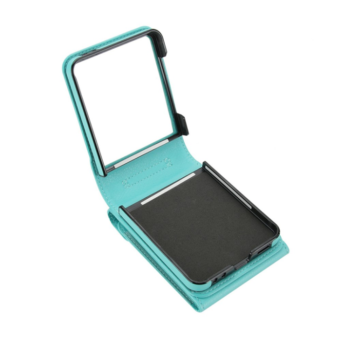 A-One Brand - Galaxy Z Flip7 Plånboksfodral Litchi med Axelrem - Mintgrön