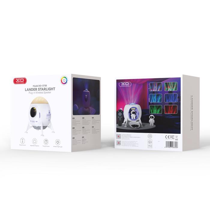 XO - XO LED-Projektor med Stjärna och Galax och Bluetooth-Högtalare CF38 - Vit