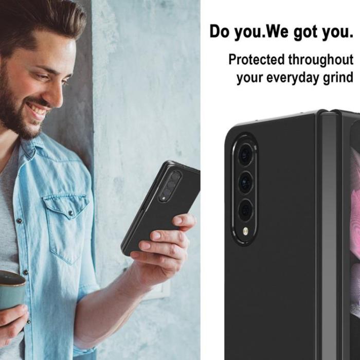 LC.imeeke - LC.IMEEKE Galaxy Z Fold 4 Skal TPU-ram Läder - Svart