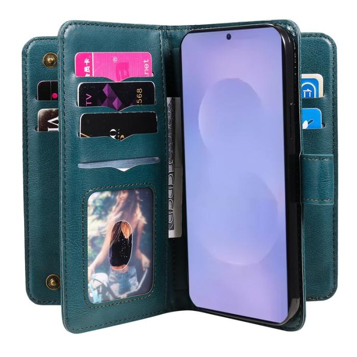 OEM - Samsung Galaxy S26 Plus Fodral Äkta Läder Ställ - Grön