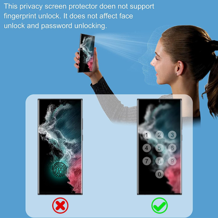 A-One Brand - [2-PACK] Privacy UV Härdat Glas Skärmskydd Samsung Galaxy S23 Ultra