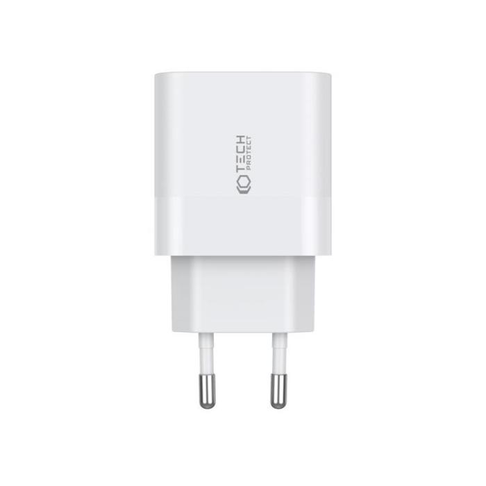 Tech-Protect - Tech-Protect Väggladdare 2-Port Type-C - Vit