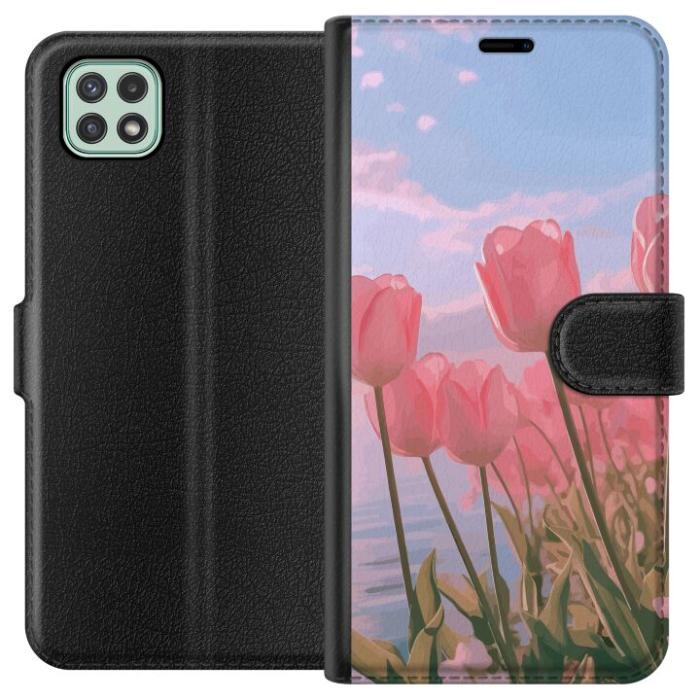 iSecrets - Plånboksfodral till Samsung Galaxy A22 5G med Rosa Tulpaner