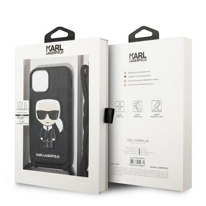 KARL LAGERFELD - Karl Lagerfeld iPhone 13 mini Skal Monogram Patch and Cord Iconik - Svart