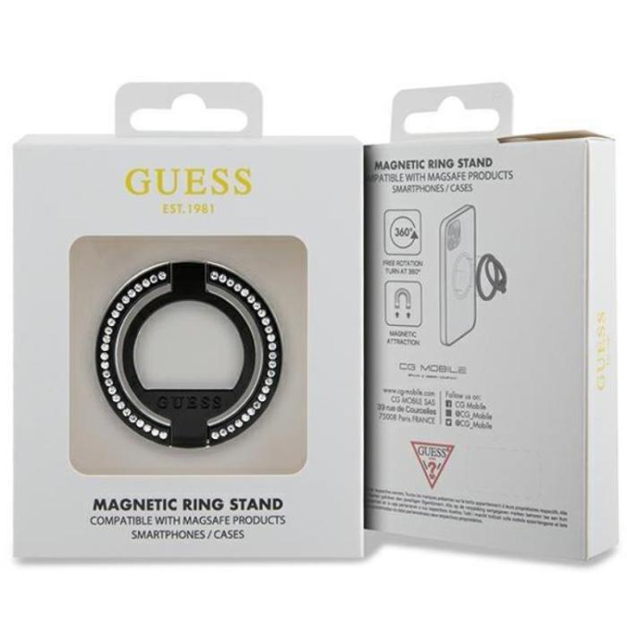 Guess - Guess Ringhållare Magsafe Rhinestone - Svart