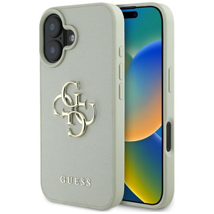 Guess - Guess iPhone 16 Mobilskal Grained Big 4G Small Classic Logo - Grön