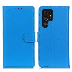 OEM - Samsung Galaxy S26 Ultra Fodral PU L&auml;der Litchi Textur - Bl&aring;