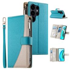 OEM - Samsung Galaxy S26 Ultra Pl&aring;nboksfodral Dragkedja Konstl&auml;der Flip - Bl&aring;