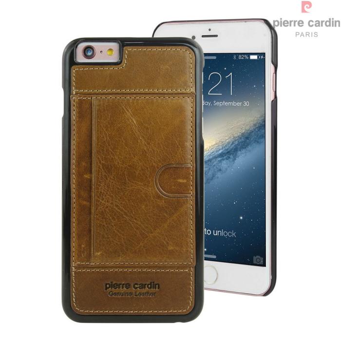 OEM - Pierre Cardin plånboksfodral av läder till iPhone 6/6S - Brun