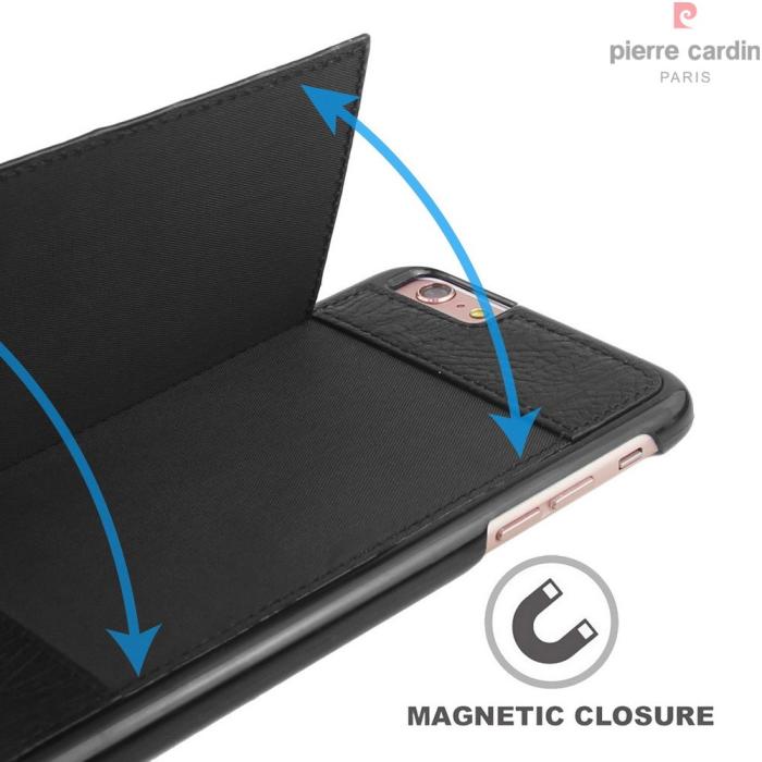 UTGATT5 - Pierre Cardin plånboksfodral av läder till iPhone 6 / 6S Plus- Svart