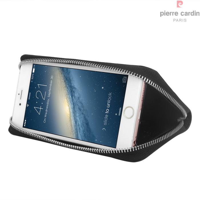UTGATT5 - Pierre Cardin plånboksfodral av läder till iPhone 6 / 6S Plus- Svart