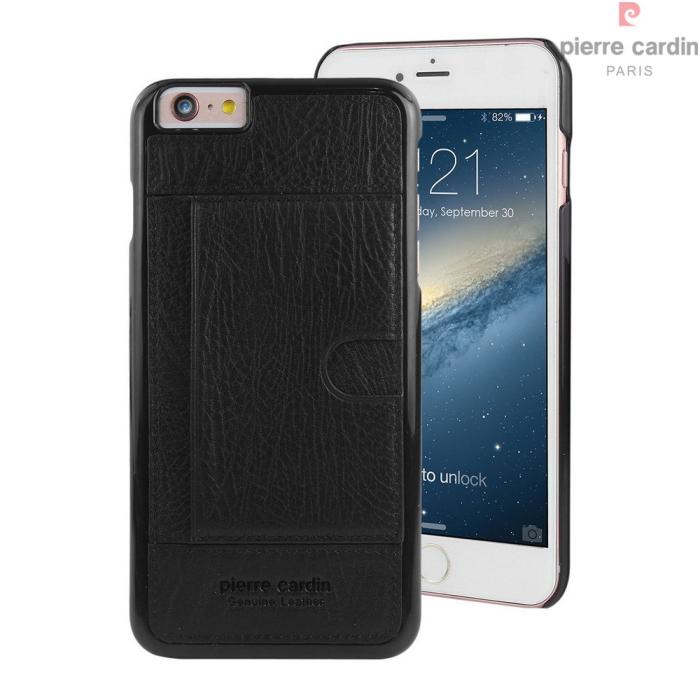 UTGATT5 - Pierre Cardin plånboksfodral av läder till iPhone 6 / 6S Plus- Svart