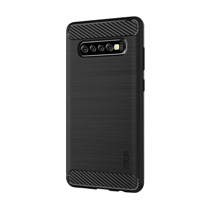 OEM - Carbon Brushed Mobilskal till Samsung Galaxy S10 Plus - Svart