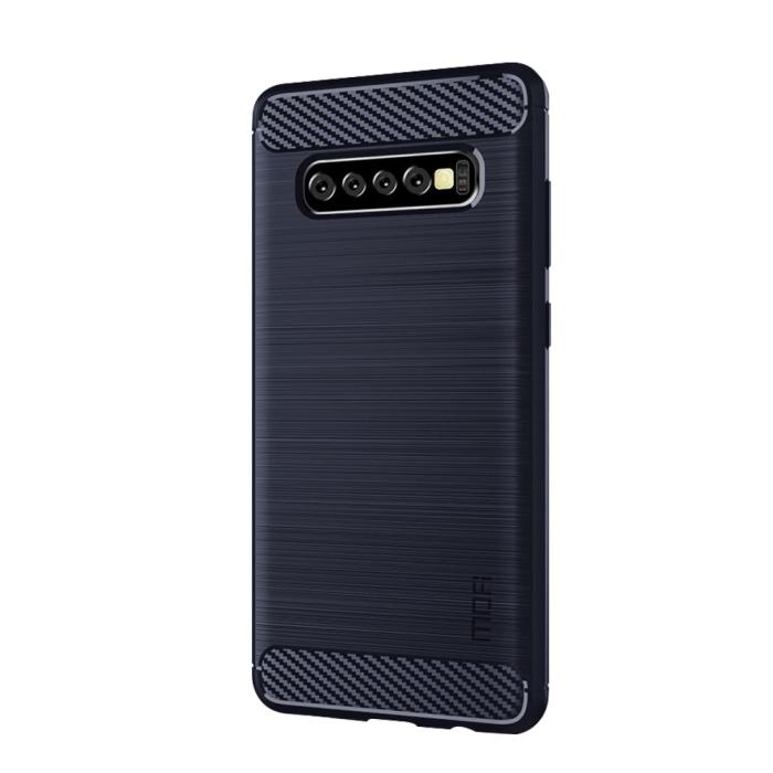 UTGATT - Carbon Brushed Mobilskal till Samsung Galaxy S10 Plus - Blå