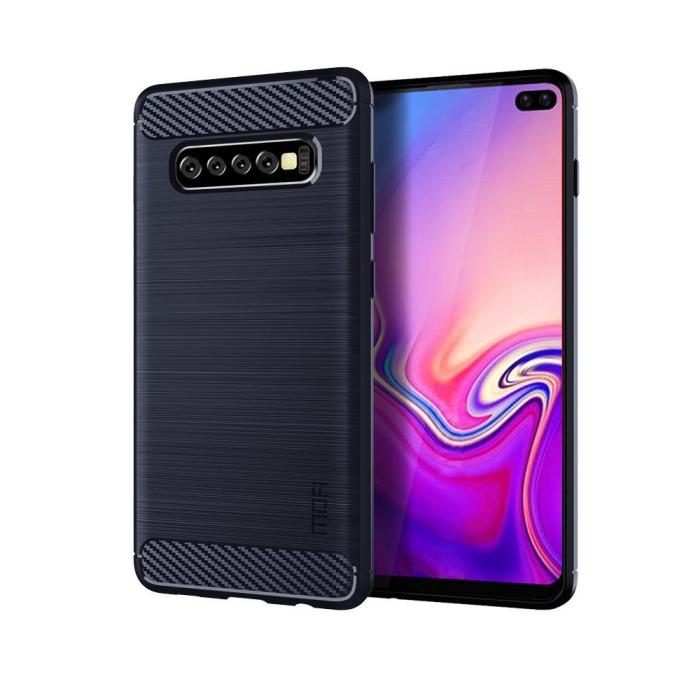 UTGATT - Carbon Brushed Mobilskal till Samsung Galaxy S10 Plus - Blå
