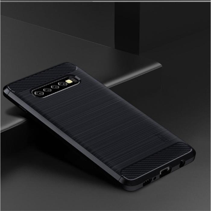 UTGATT - Carbon Brushed Mobilskal till Samsung Galaxy S10 Plus - Blå