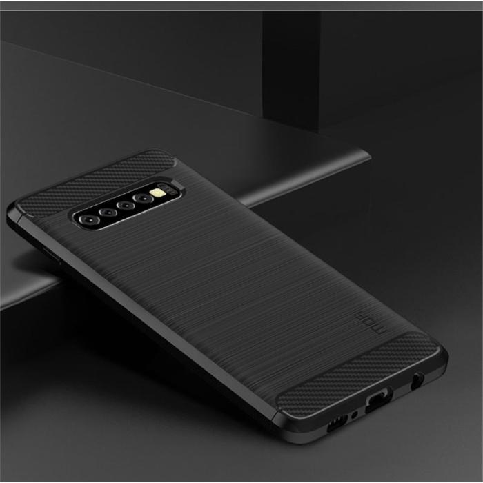 OEM - Carbon Brushed Mobilskal till Samsung Galaxy S10 Plus - Svart