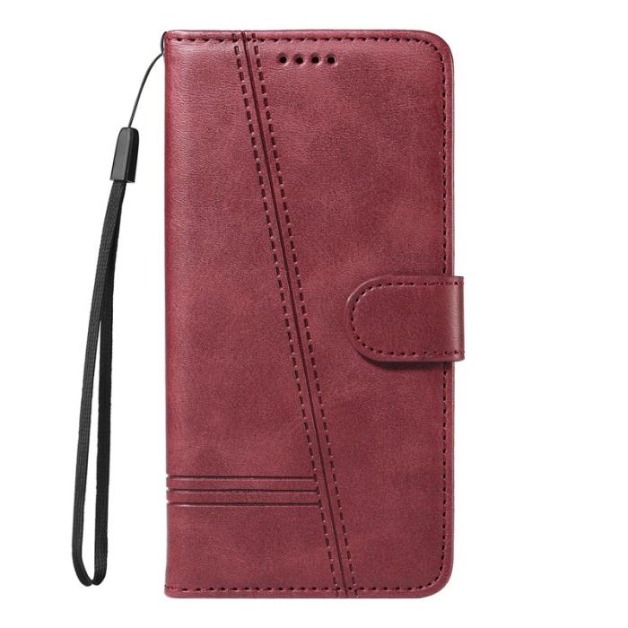 OEM - T-Shape Samsung Galaxy S26 Plus Plånboksfodral Konstläder Ställ - Vinröd