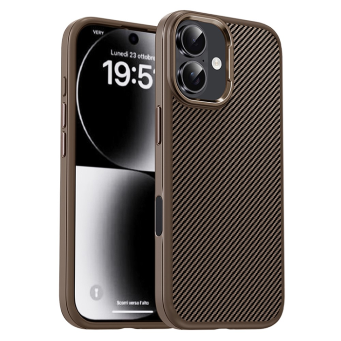 iPaky - IPAKY iPhone 17 Mobilskal Carbon Fiber - Ökenguld