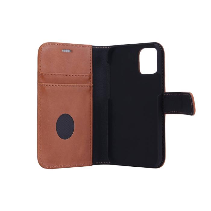 Radicover - RADICOVER iPhone 12 Mini Plånboksfodral Strålningsskydd läder - Brun