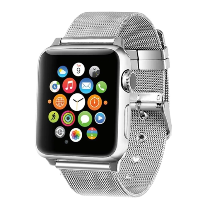 A-One Brand - Apple Watch 2/3/4/5/6/7/SE/Ultra (42/44/45/49mm) Armband Mesh - Silver