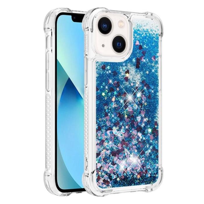 OEM - iPhone 14 Plus Skal Liquid Floating Glitter - Blå