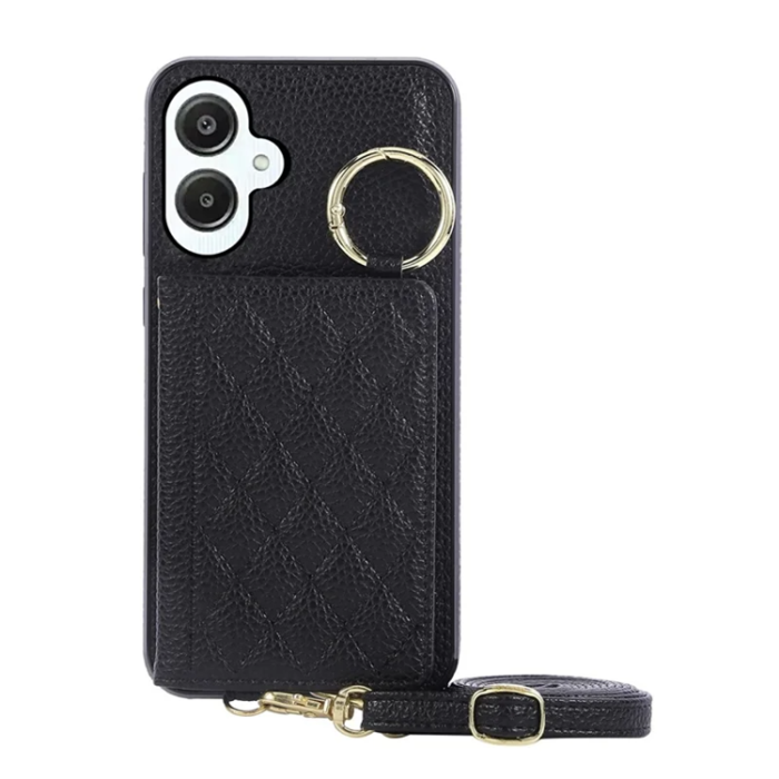 A-One Brand - Galaxy A06 4G/5G Mobilskal Korthållare Kickstand Rhombus - Svart